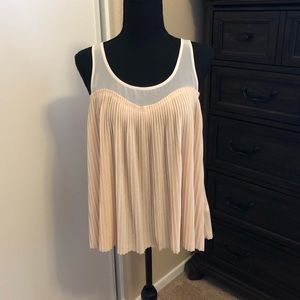 Cream and White Pleated Accordion Sweetheart Tank